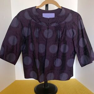 VERA WANG Lavender Label Polka Dot Bolero Jacket Dark Purple Size 4